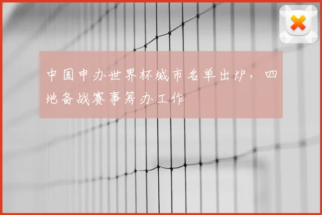 中国申办世界杯城市名单出炉,四地备战赛事筹办工作